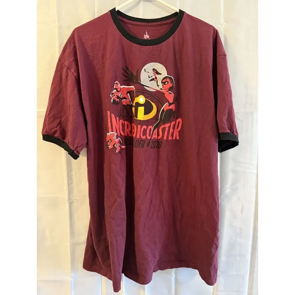 DISNEY PARKS INCREDICOASTER‎ 2018 PASS HOLDER INCREDIBLES RINGER TSHIRT XXL Rare
